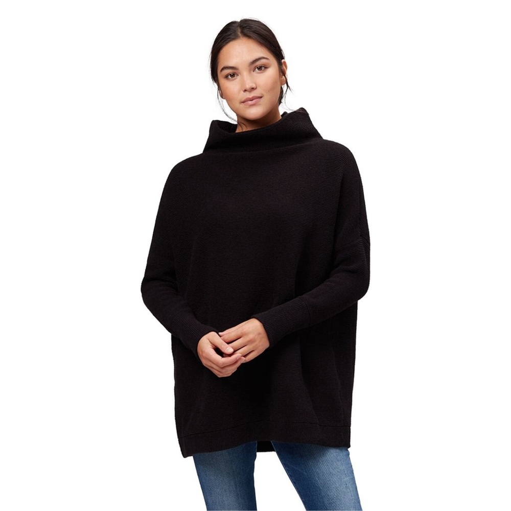 Free People Black Cowl Neck Ottoman Sweater